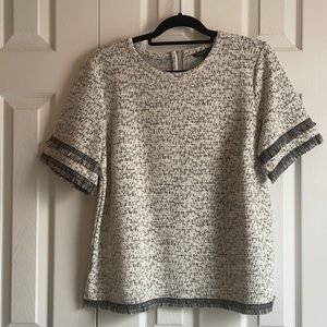 Tweed patterned  and fringe blouse